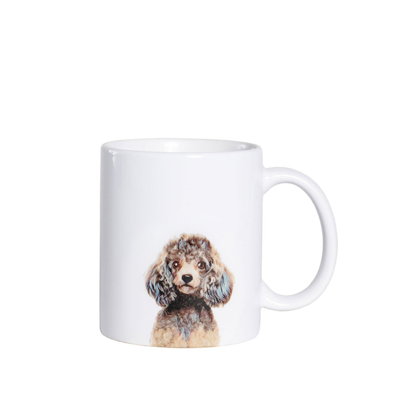 Tasse de portrait d'animal de compagnie - J'aime le caniche (gris)