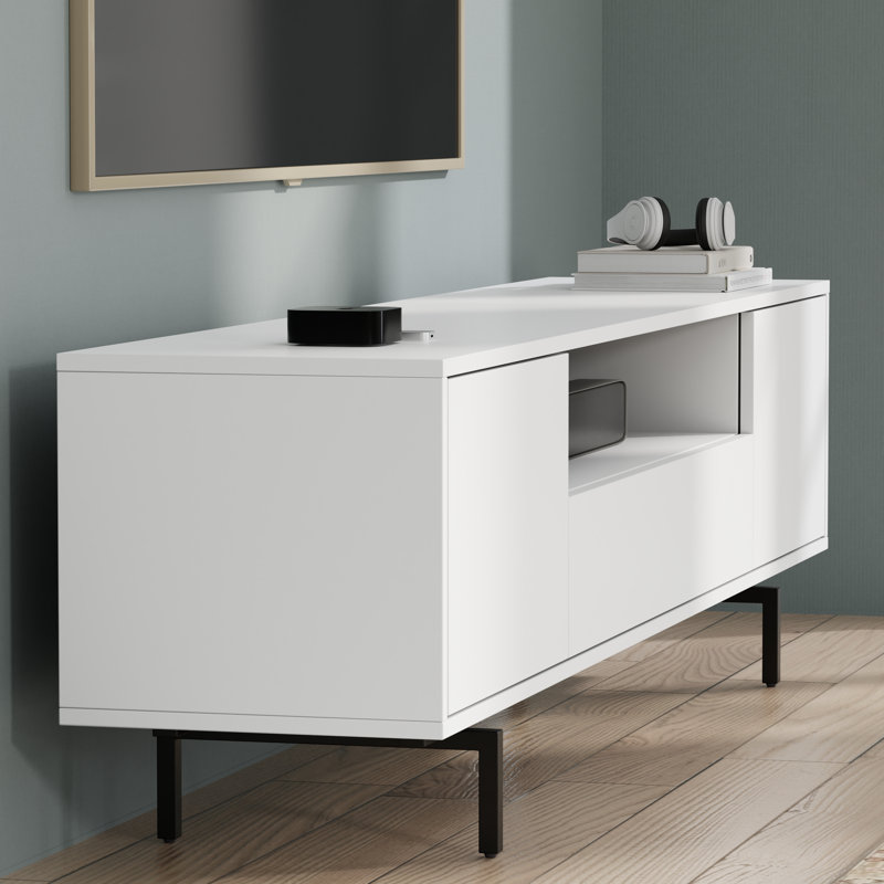 Canterbury 3 Door TV Stand for TVs up to 85", White