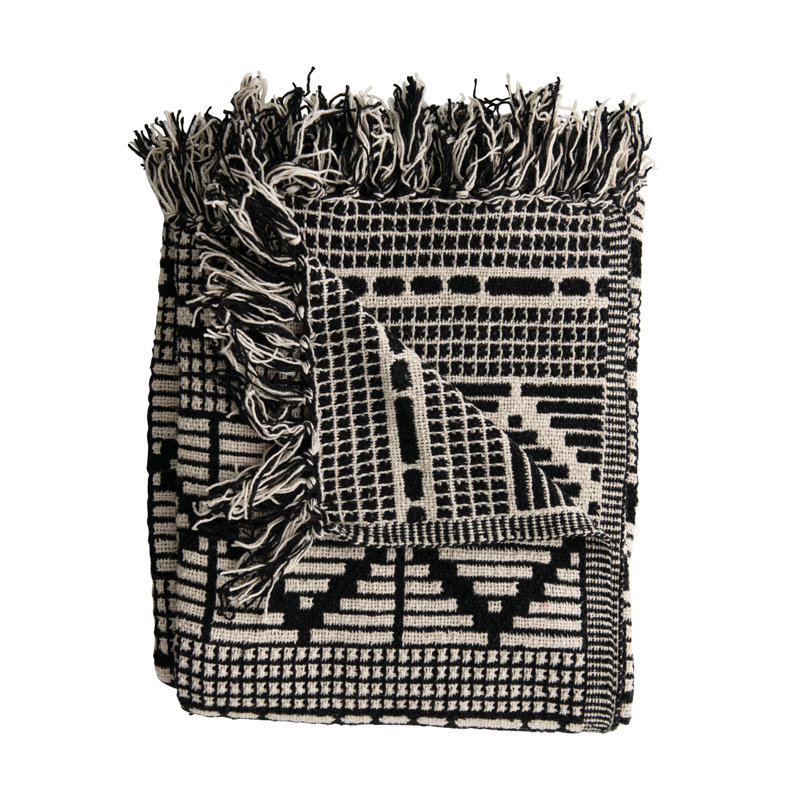 Hand Woven Throw Blanket, Black