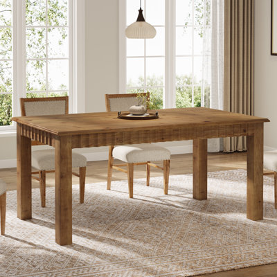 Table de salle à manger en bois massif pour table de ferme de 6, 63 pouces avec cannelures