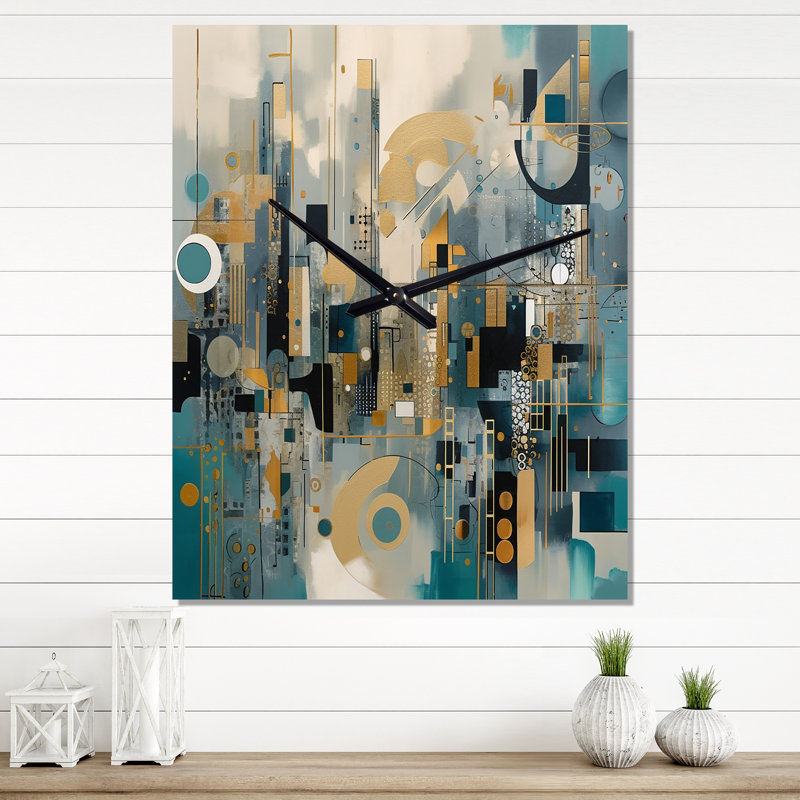Jaacov - Horloge murale paysage abstrait, H 28 po x l 12 po