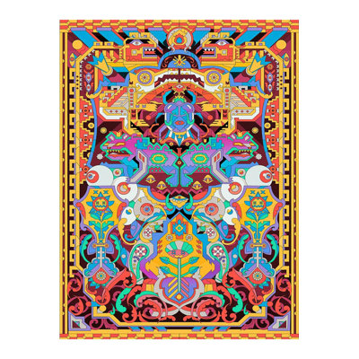 Multicolor Geometric Pattern Woven Base Modern Decorative Machine Washable Rug