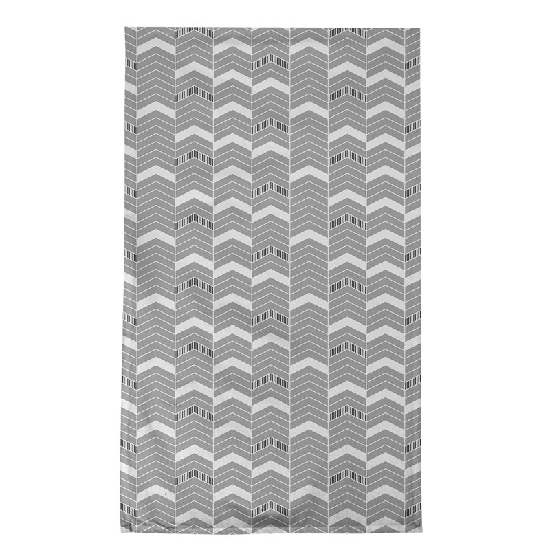 Serviette à thé à chevrons Stephenie, Gris / Noir, Sergé de coton