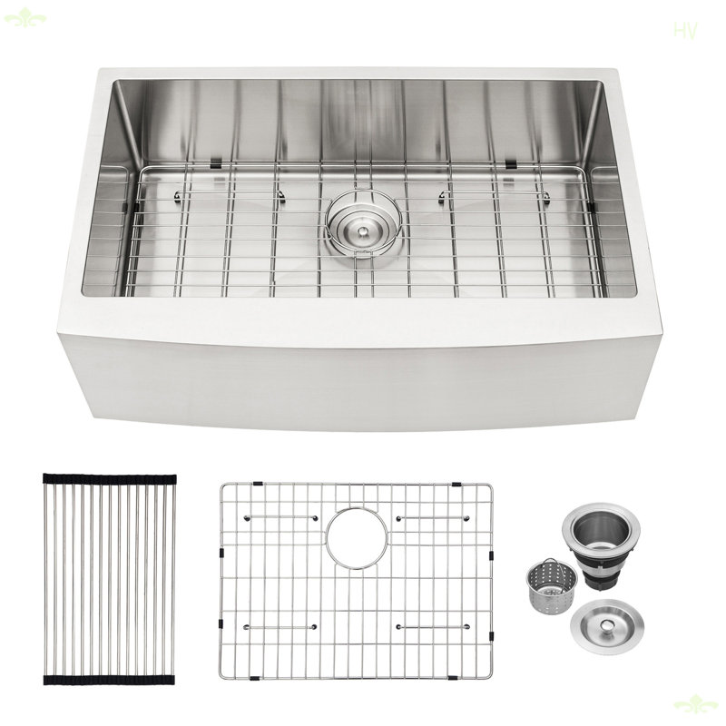 36"X21"X10"Farmhouse Apron Single Bowl Stainless Steel Kitchen Sink