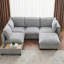 Canapé modulaire de 90 po en forme de U, canapé modulaire avec repose-pieds mobile, table basse avec appareils de chargement cachés pour le salon-1447753607