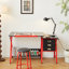 Table à dessin rouge avec tabouret