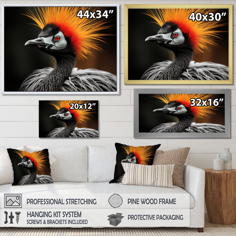 Cranes d'Afrique, beauté II, Cadre flottant doré, H 24 po x l 32 po x P 1 po