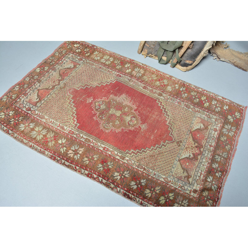 Tapis neutres, tapis rétro, tapis moderne brun, tapis décoratif 3,2 x 4,9 pi, tapis en laine, tapis turc