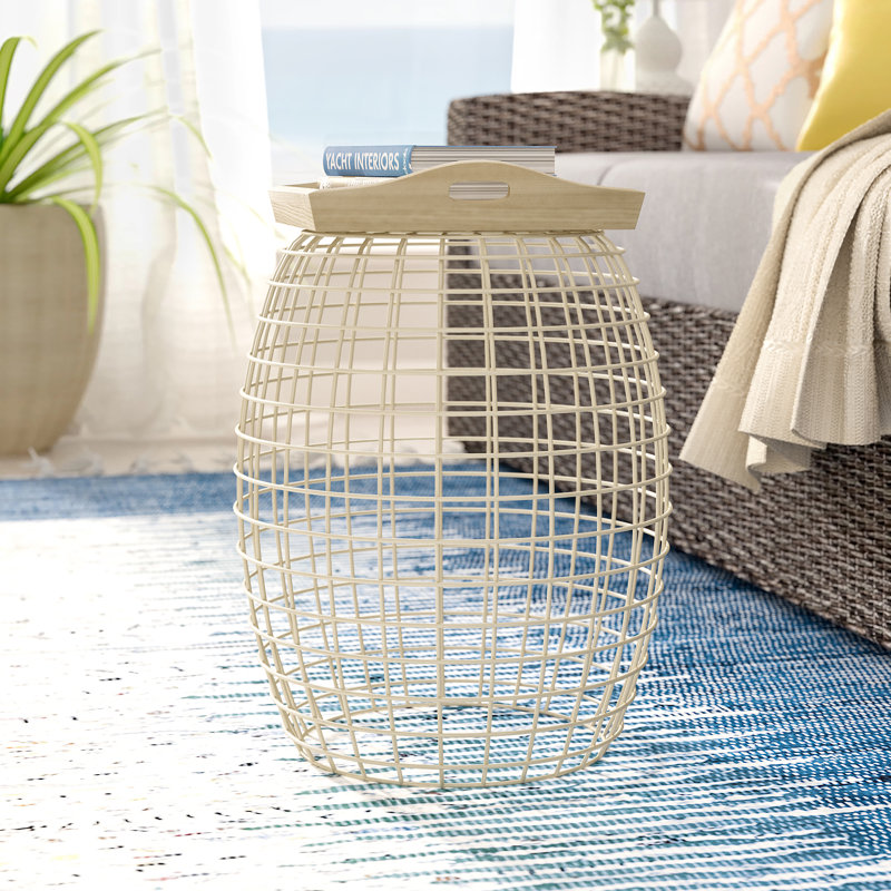 Tabouret décoratif en métal Grid, Beige
