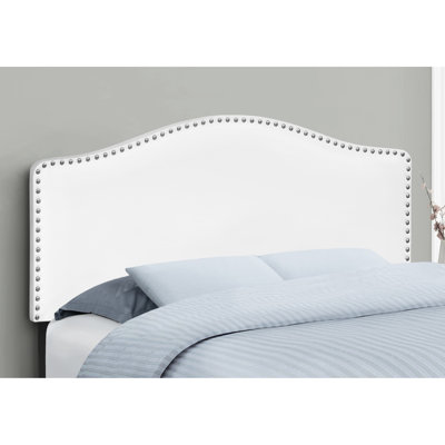 Tête de lit double pleine grandeur avec magnifique revêtement transitionnel en similicuir blanc pour lit