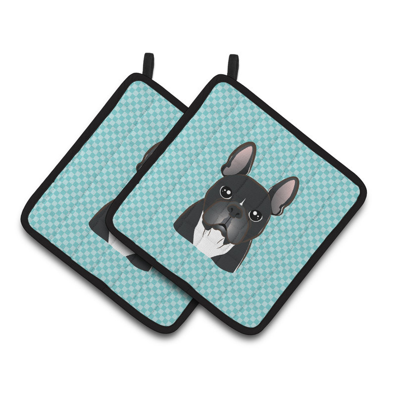 Cuisinier poignée bouledogue french french caroline Checkerboard, Bleu/noir