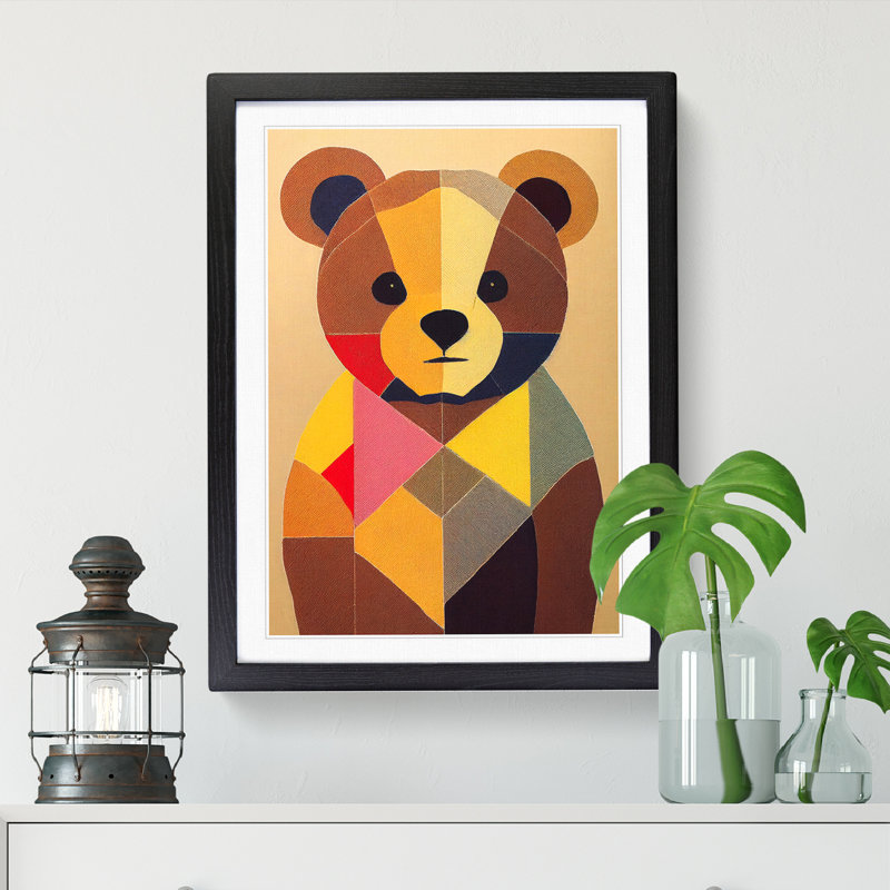Teddy Bear Mid Century Vol.1 - Single Picture Frame Print, Black, 46cm H x 34cm W x 2cm D