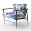 Fauteuil rembourré bleu et rose Boho-1654161790