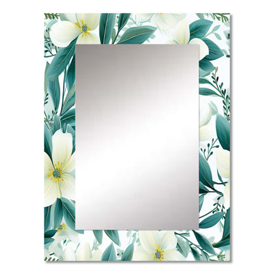 Fossen Oceanic Foliage Botanical Pattern - tropical  Decorative Wall Mirror, Tropical Mirror, Printed Metal Art