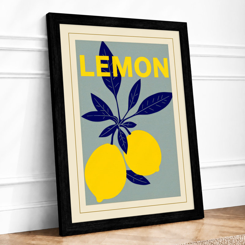 Lemon Modern Poster Mid-Century - Framed Print, A3 - 42.0 x 29.7 cm, Black