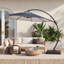  Parasol incurvé de patio en porte-à-faux de 11 pi de couleur dégradée résistant aux rayons UV avec base renforcée-951789441