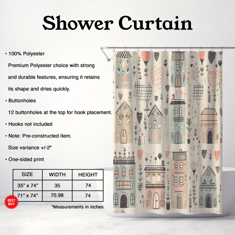 Rideau de douche Boho Hut - Premium, H 74 po x l 71 po
