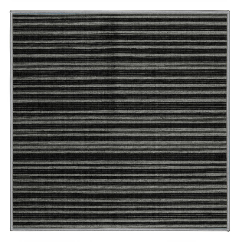 Machine Washable Horizontal Stripes Gray Area Rug, Square 7'