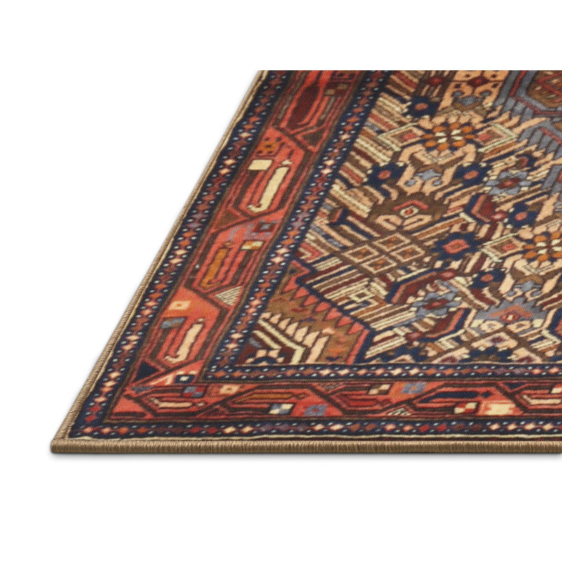 Tapis oriental brun / beige / bleu, Rectangle 7 pi x 9 pi