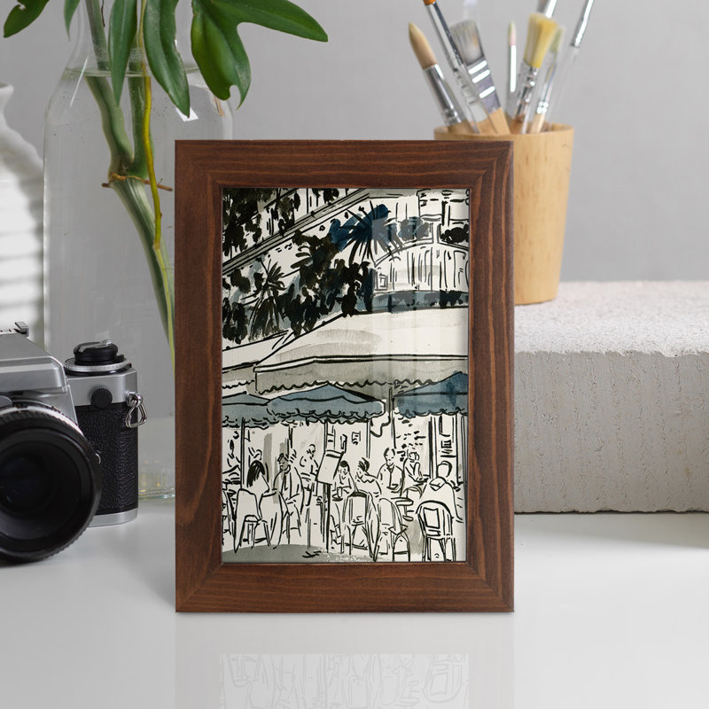 " Aucoin De Larue II ", 4" W x 6" H x 1'' D, Chestnut Framed Paper