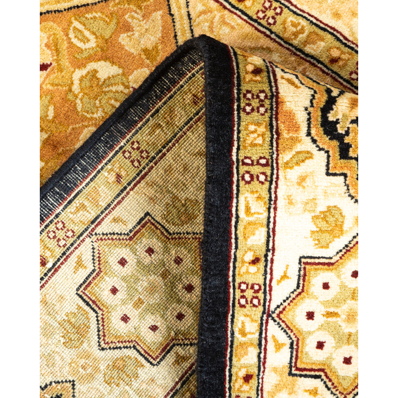 Tapis unique noué à la main brun / beige Vitani Mogul 2 pi 7 po x 4 pi 1 po