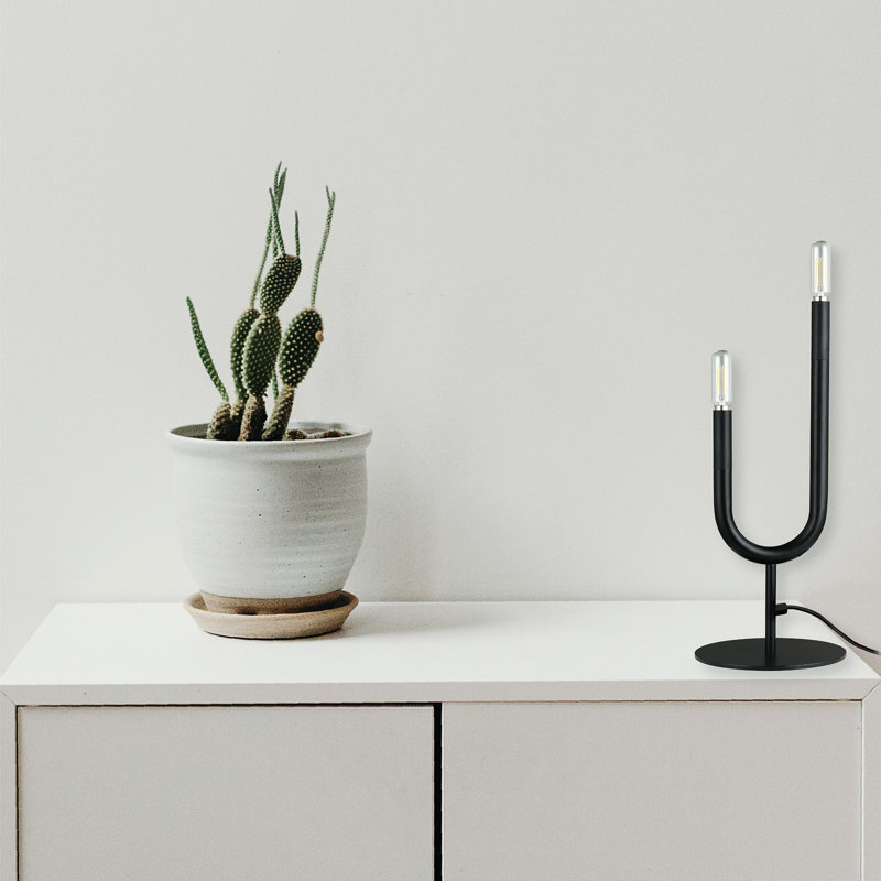 Lampe fantaisie en métal Waubun, Noir mat