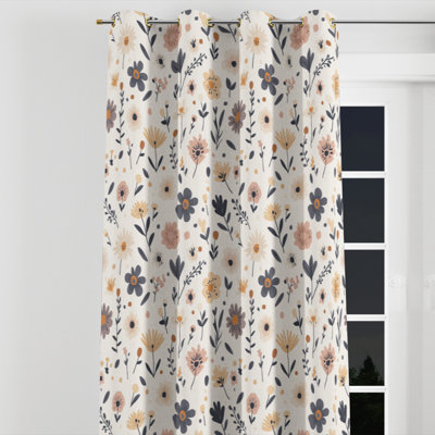 Rideaux Modern Window - rideau à œillets à motif floral bleu Boho - 1 panneau