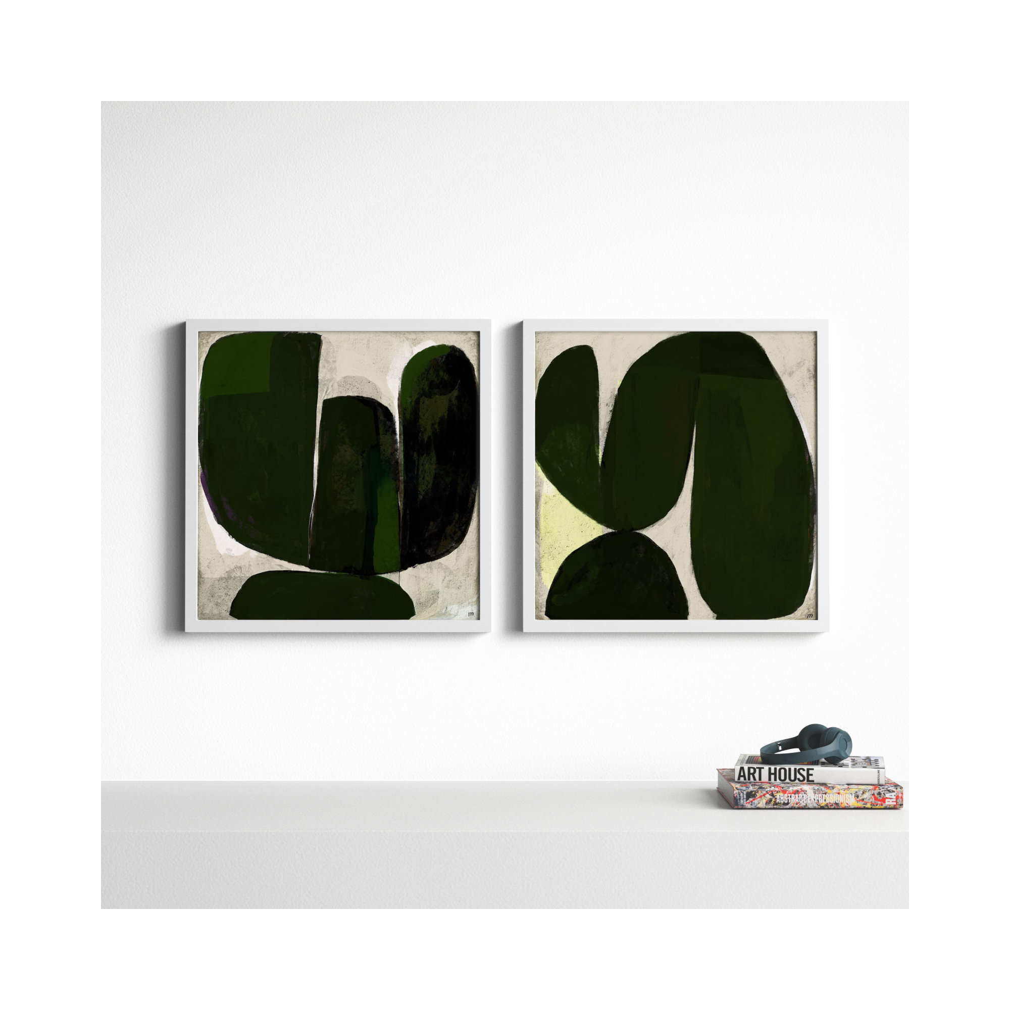 Succulent Set Of 2 by StudioM, White, 30" H x 30" W x 1.25" D