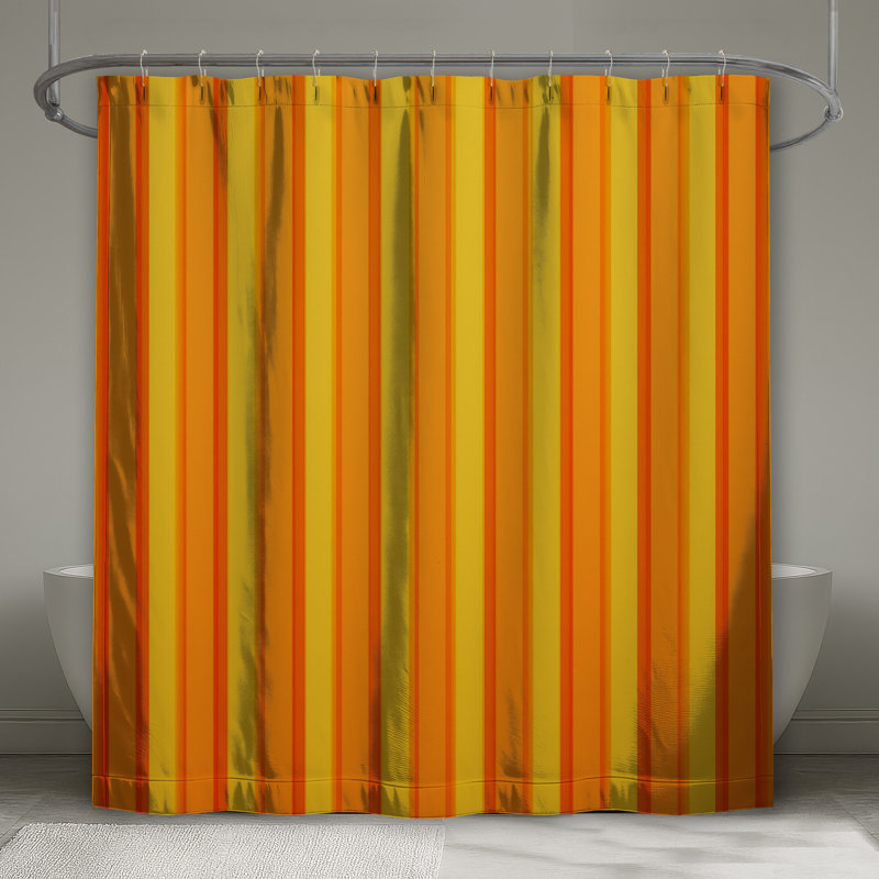 Rideaux de douche orange à rayures jaunes très longs, L 70 po x H 72 po