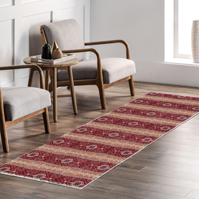 Tapis en coton et chenille de style sud-ouest beige et marocain en coton et chenille, Tapis de couloir 2 pi 8 po x 16 pi 5 po