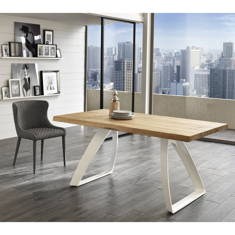 Villandry Metal Base Dining Table, Oak, Black