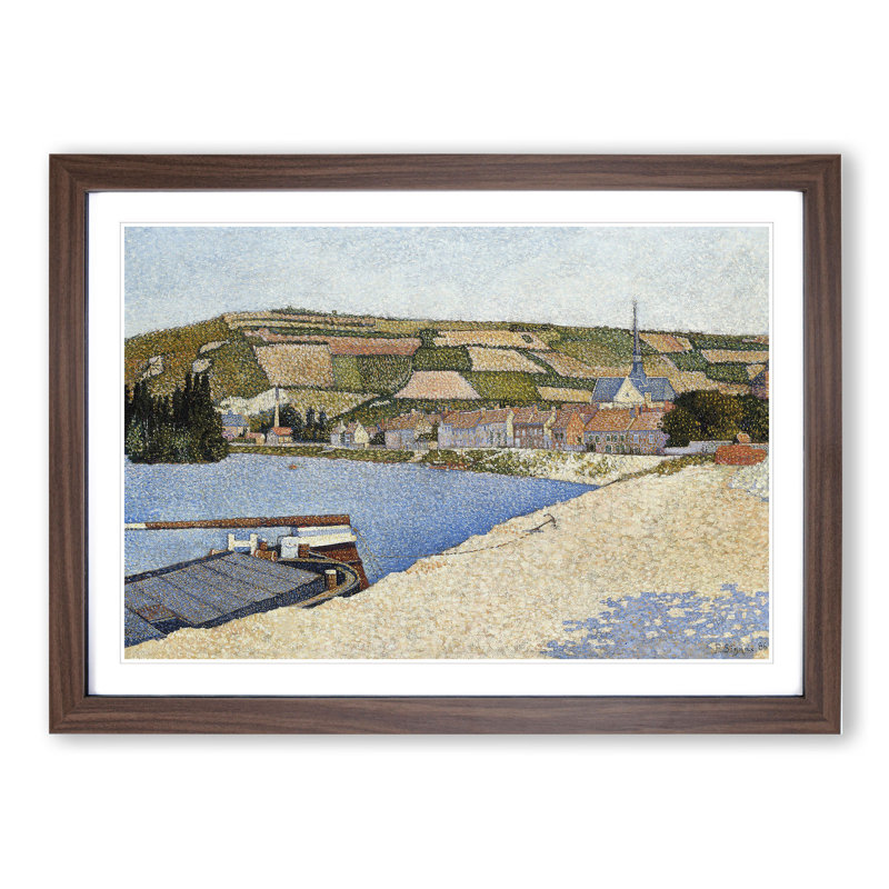 Les Andelys Beach by Paul Signac - Picture Frame Painting, 36cm H x 48cm W x 2cm D, Walnut Framed