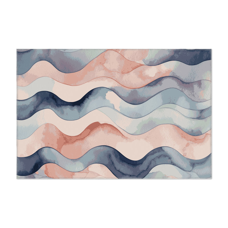 Azure Serenity Indoor And Outdoor Area Rug, Rectangle 1'6" x 2'6"
