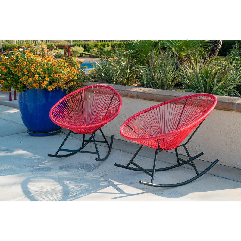 Davontre Wicker Outdoor Lounge Chair, Red