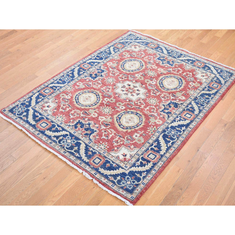 Tapis oriental rouge tomate 5 pi x 6 pi 6 po aux couleurs douces, motif Peshawar Mahal A43C2532D42D44D44CE9D0973850661F6C8