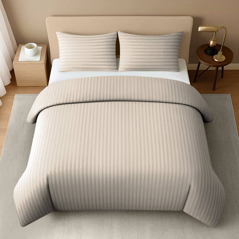 Microfiber Striped Duvet Cover Set, Kingsize