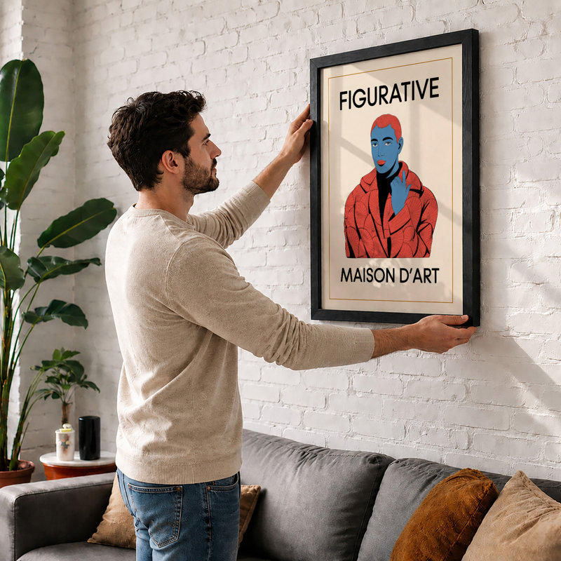 Figurative Maison Modern - Framed Print, A2 - 59.4 x 42.0 cm, Black