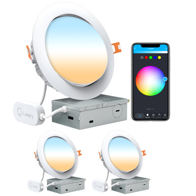 Lumary Adjustable Smart Gimbal Recessed Lighting, 355° Rotation & 20° Tilt, RGBWW Ceiling Light, Works with APP/Voice(2 Pack)