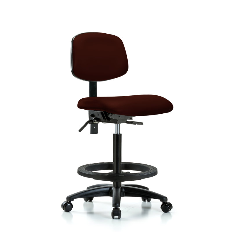 Nicholas Vinyl Drafting Chair, Burgundy, Casters, Not Included