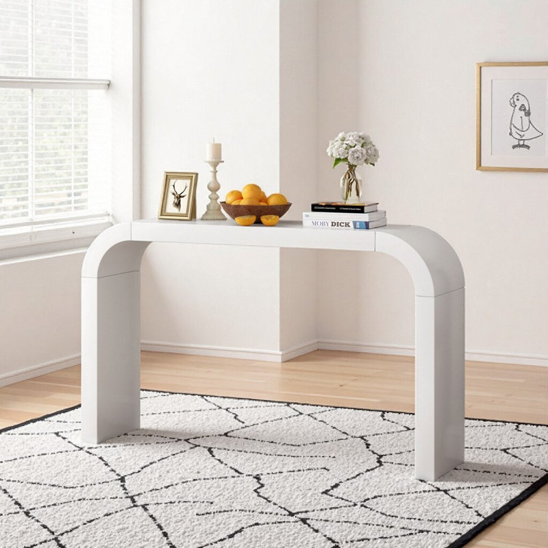 Console moderne minimaliste de 52 po - Canapé de couloir d'entrée élégant, Blanc