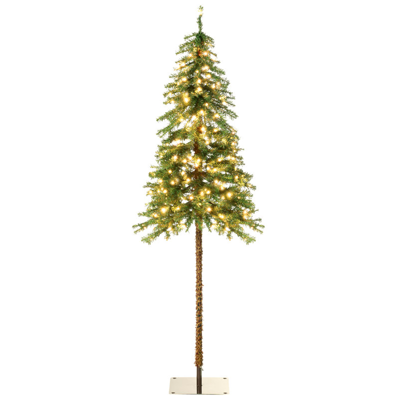 Grand arbre de Noël artificiel pré-éclairé avec branches, lumières blanc chaud ou lumières colorées