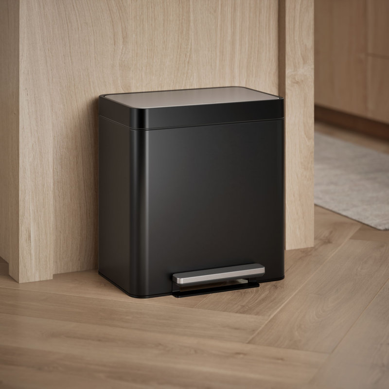Poubelle compacte en acier inoxydable 8 gallons, Acier inoxydable noir