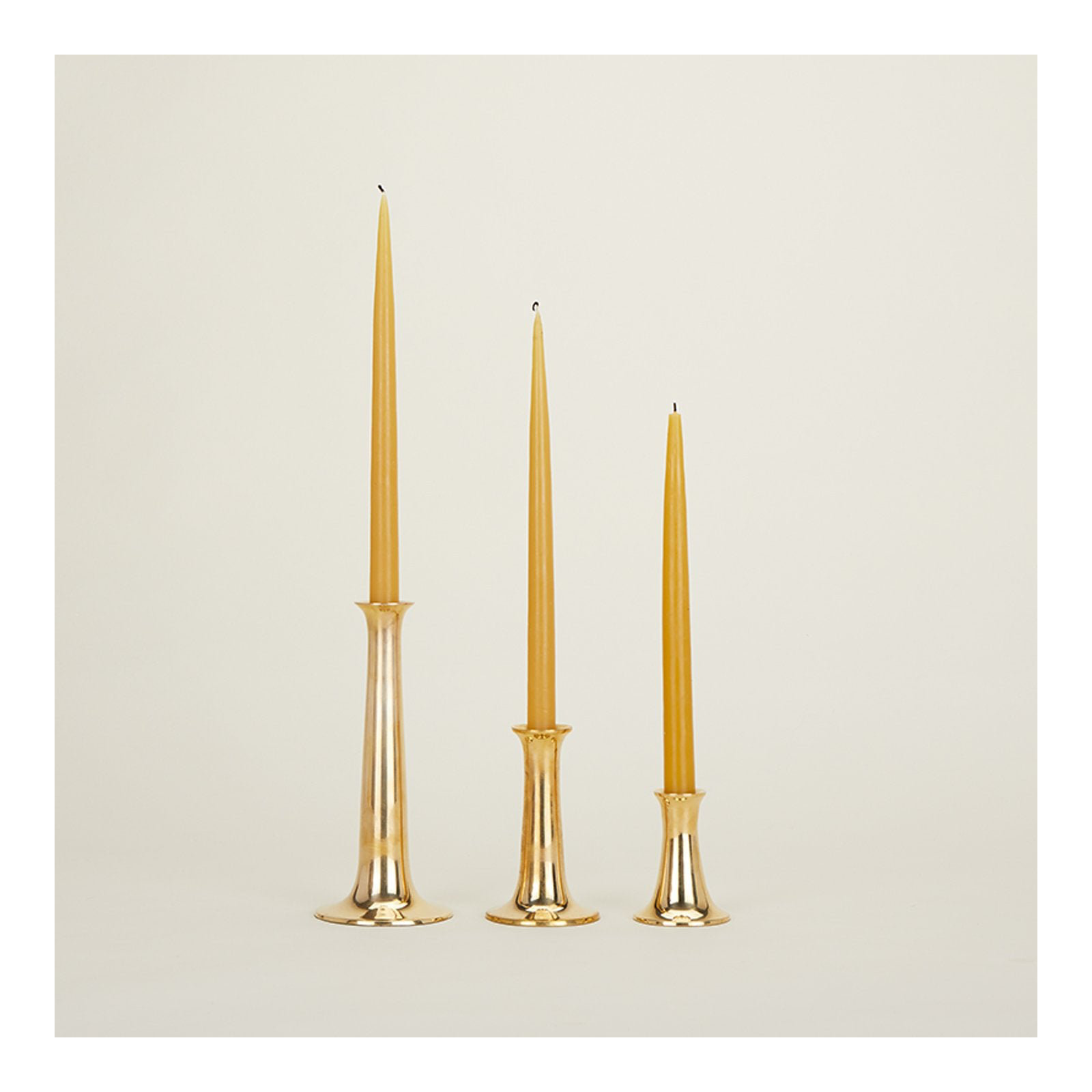 Aluminum Tabletop Candlestick, Brass, 9" H x 4" W x 4" D