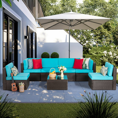 Arleht 7-Piece Wicker / Rattan Outdoor Sectional Seating Group with Cushions