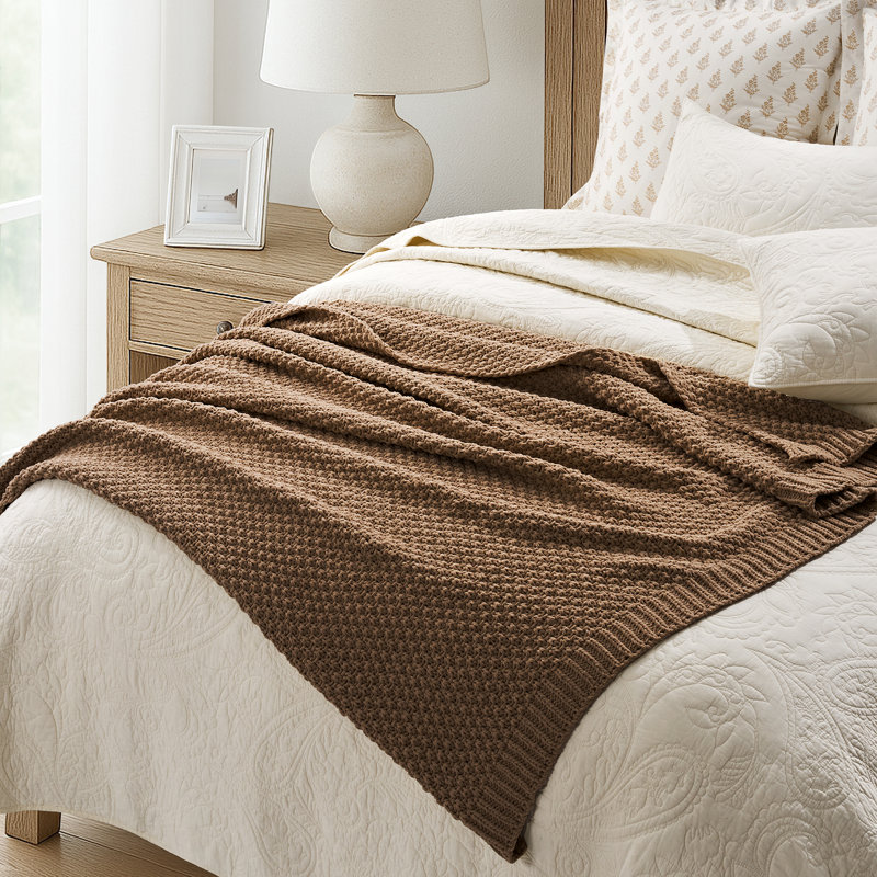 Jeté Chunky, L 60 po x l 50 po, Brun chameau
