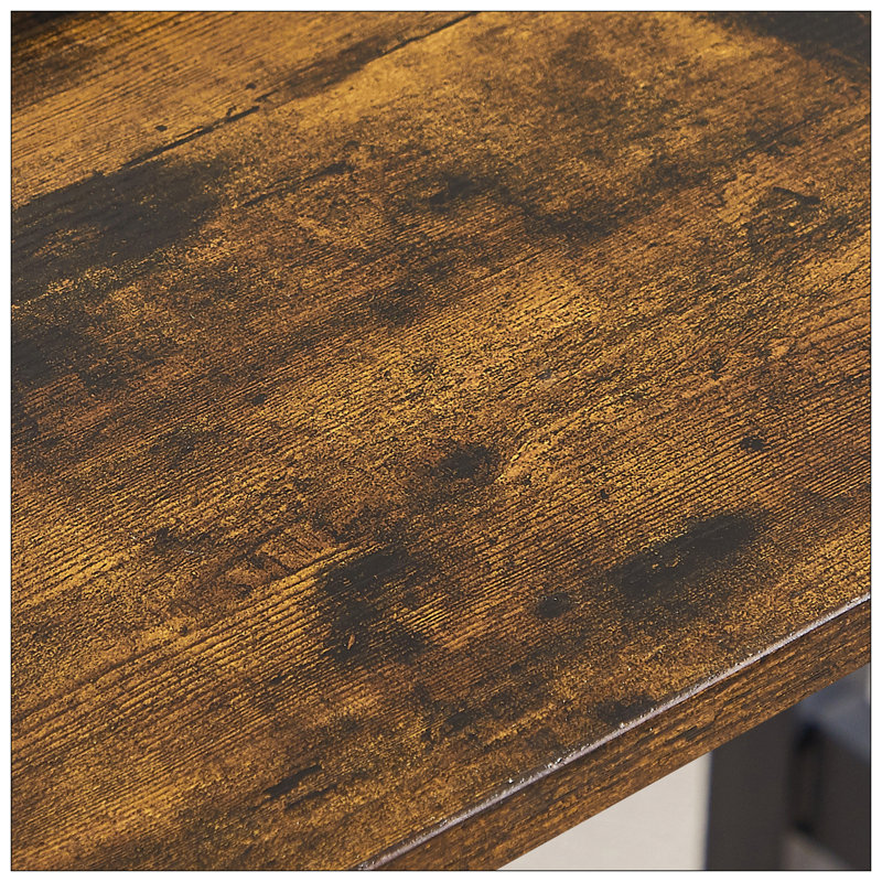 Ensemble de table de salle à manger, table de bar avec 2 bancs de salle à manger, comptoir de table de cuisine avec chaises, table de déjeuner industrielle pour la cuisine, salon, salle de fête, brun rustique L 43,3 po x l 23,6 po x H 29,9 po
