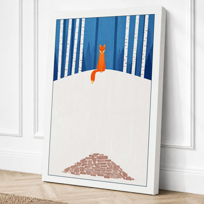 Fox On Snowy Hill Minimalist - Print