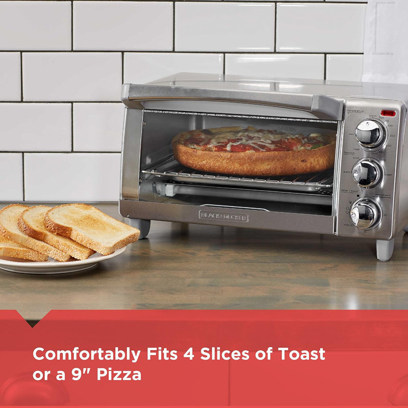 Black and Silver 4-Slice Digital Toaster Oven with Broiler