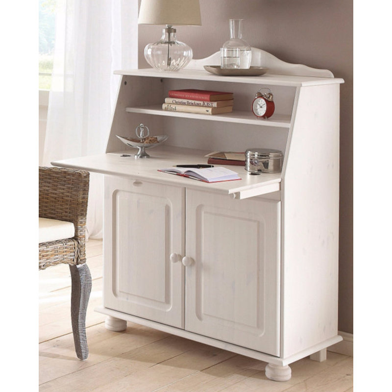 Piechota Solid Wood Base Secretary Desk, White