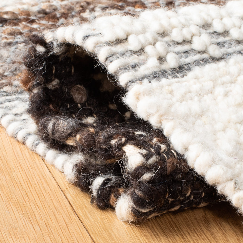 Ivory and Brown Wool Cotton Flatweave 4' x 6' Rug